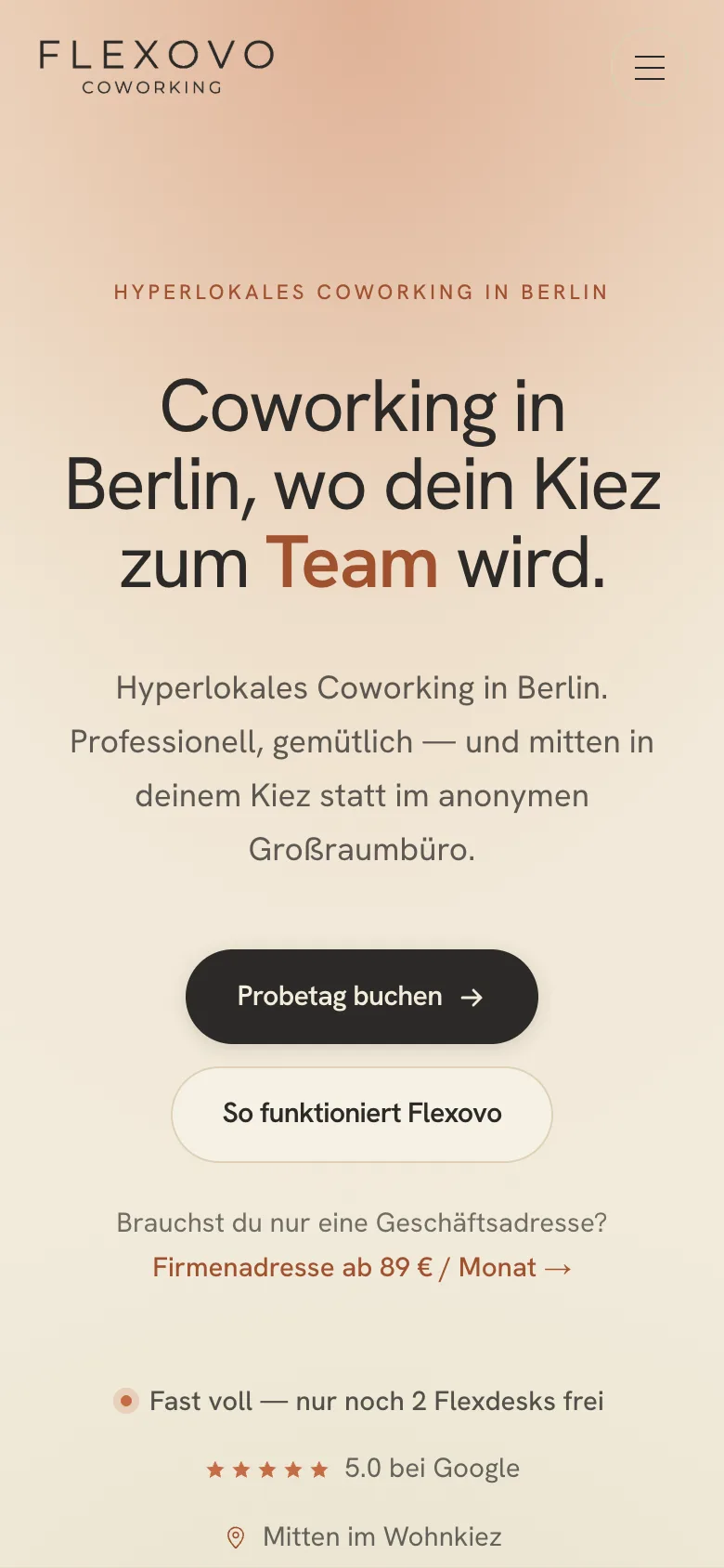 Startseite von flexovo.de auf dem Handy