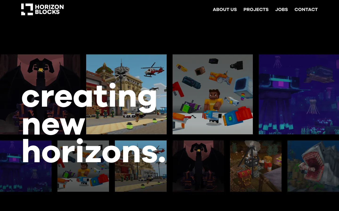 Startseite von Horizon Blocks am Desktop