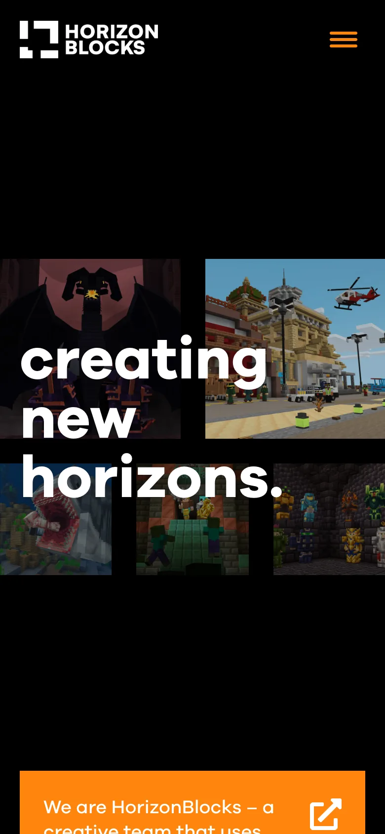 Startseite der neuen Horizon-Blocks-Seite auf dem Handy