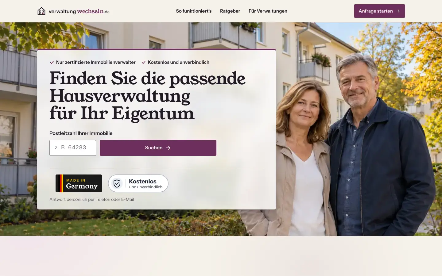 Startseite von verwaltung-wechseln.de am Desktop