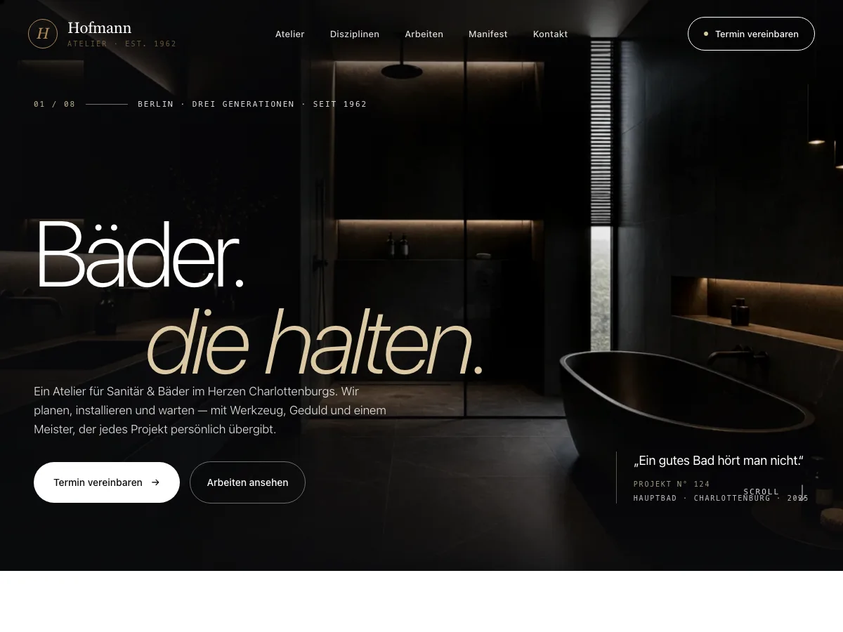 Nachher: moderne Hofmann-Bad-Manufaktur Website