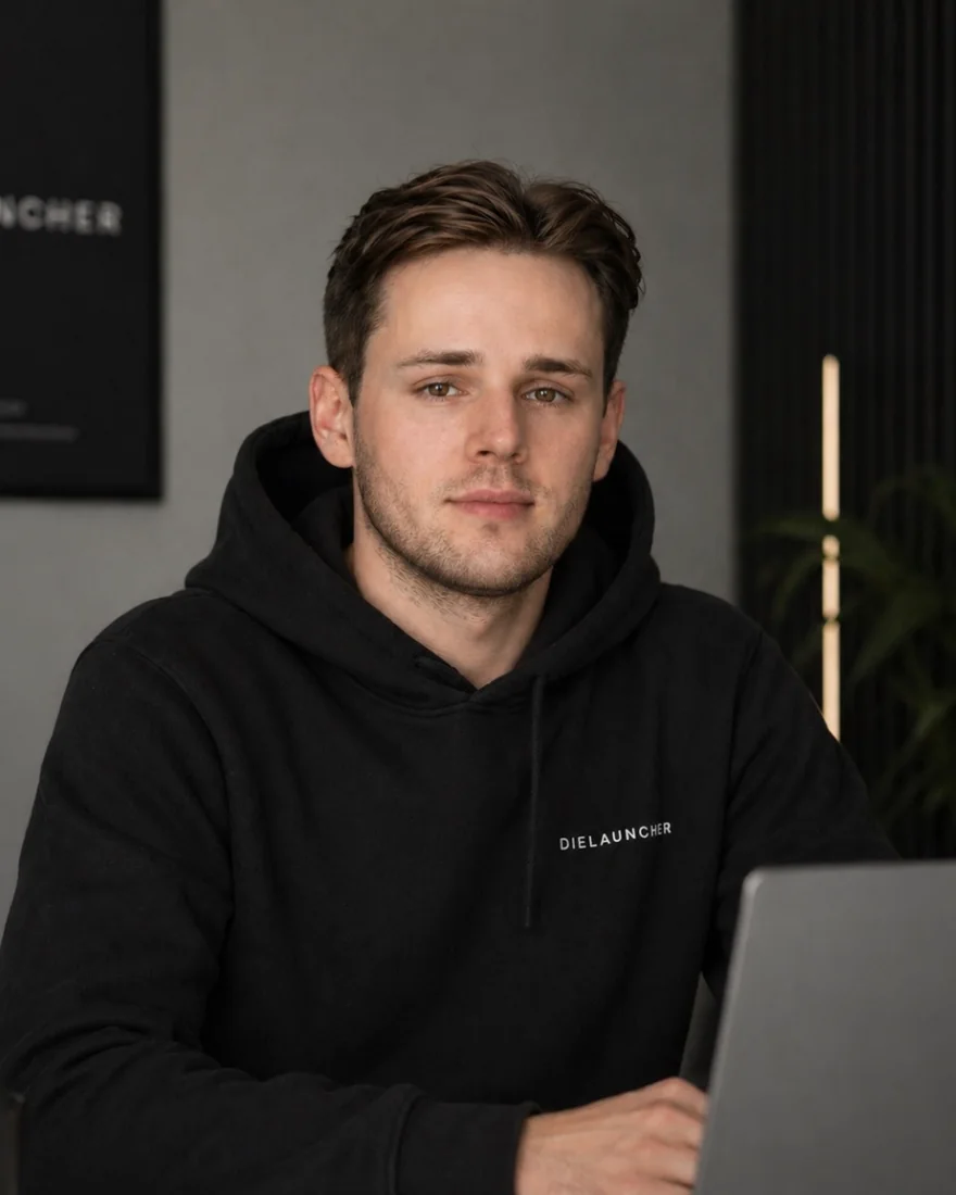 Simon Rimbach am Arbeitsplatz